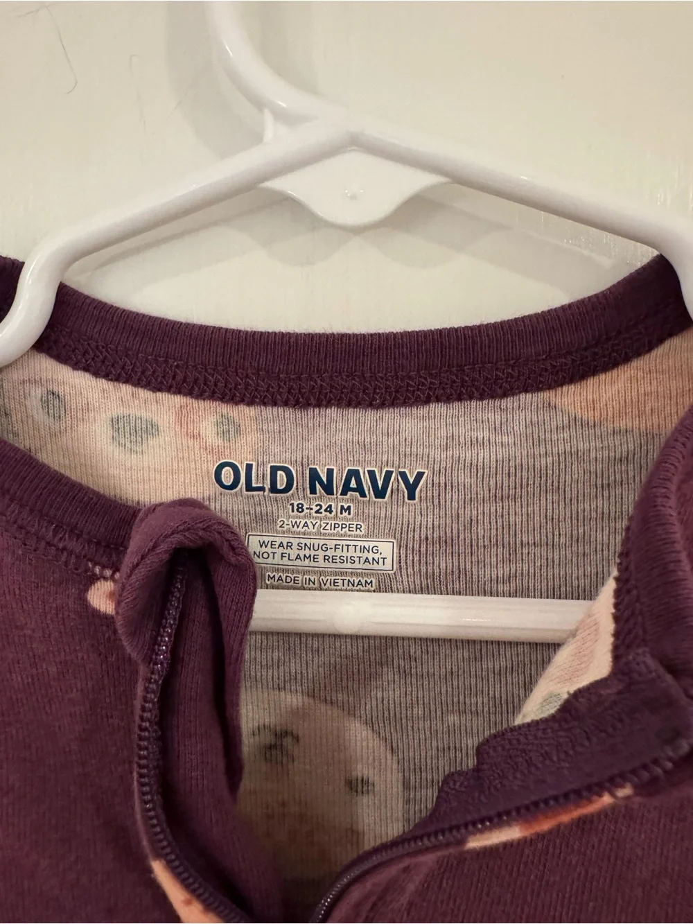 Old Navy Purple Animal Face Zip One-Piece Footie